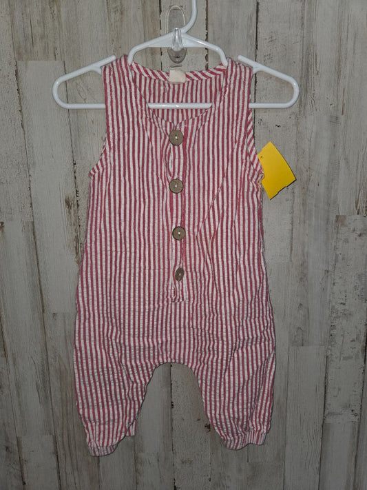 Red BOUTIQUE Striped button romper, Boy 12M