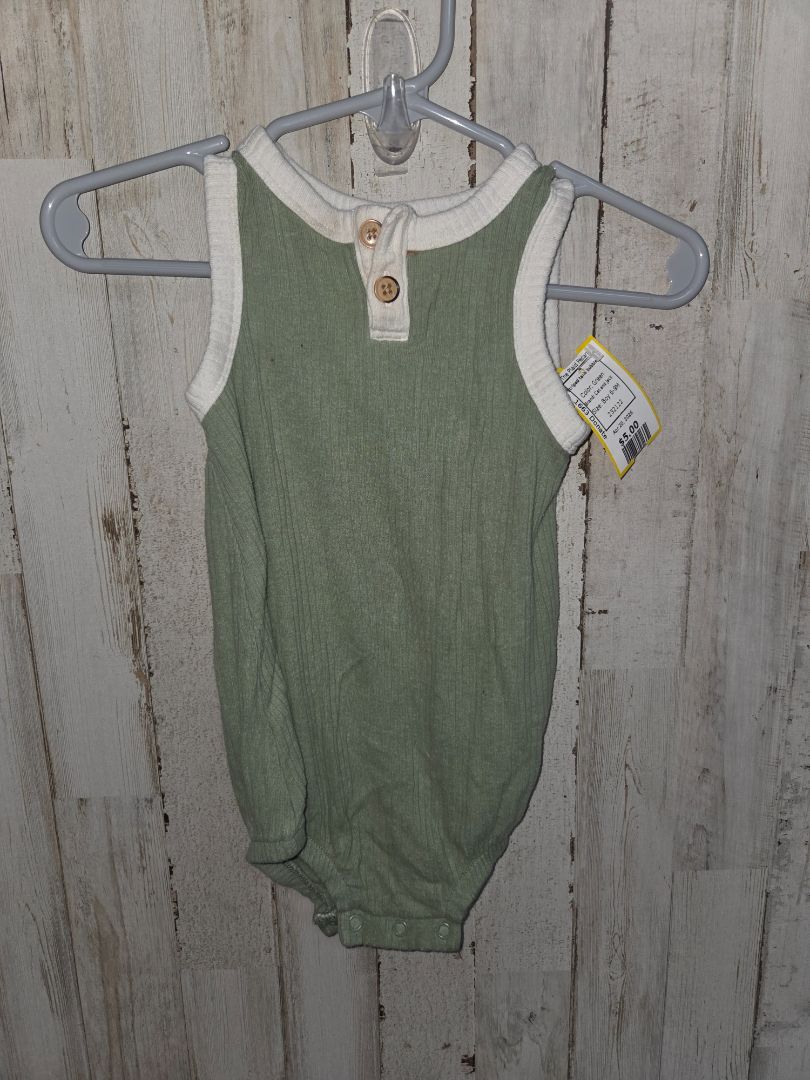 Green Cat and Jack Striped tank bubble, Boy 6-9M