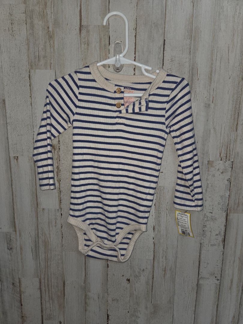 Blue Cat and Jack Stripe long sleeve onesie, Boy 18M