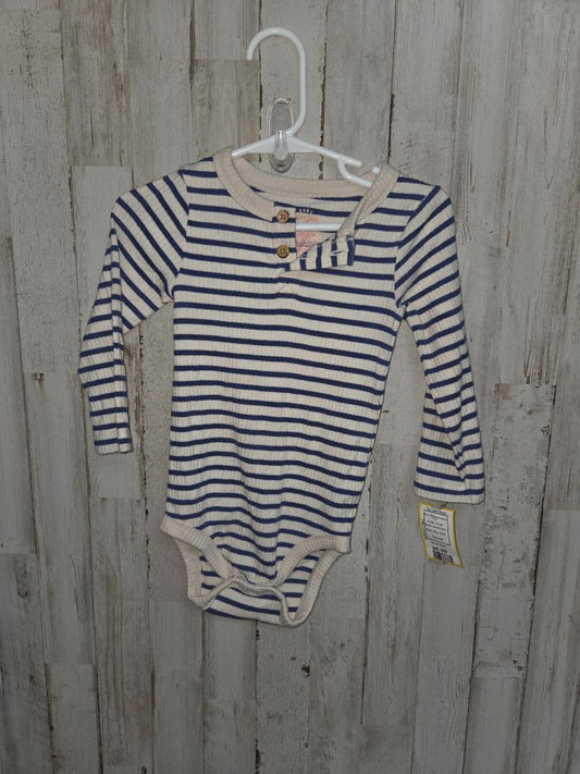 Blue Cat and Jack Stripe long sleeve onesie, Boy 18M