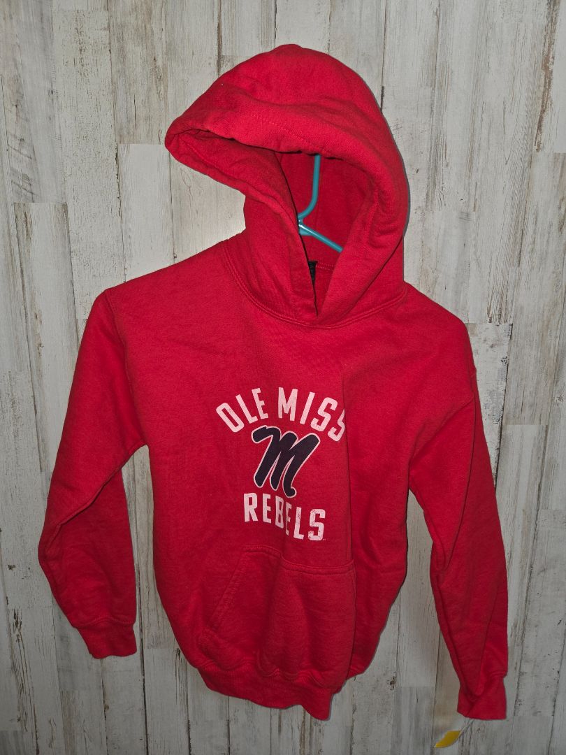 Red Gildan Ole miss pullover, Boy 8