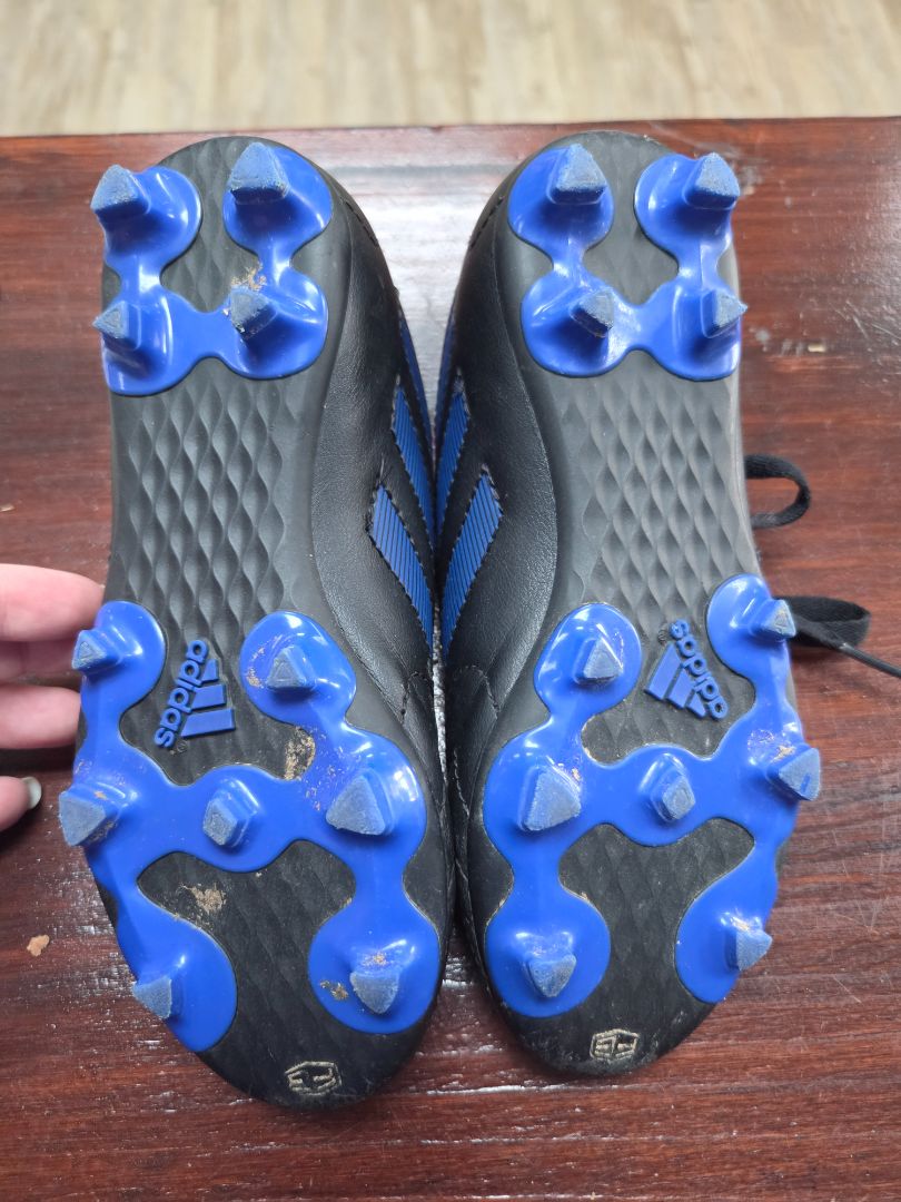 black/blue adidas cleats, shoes 13