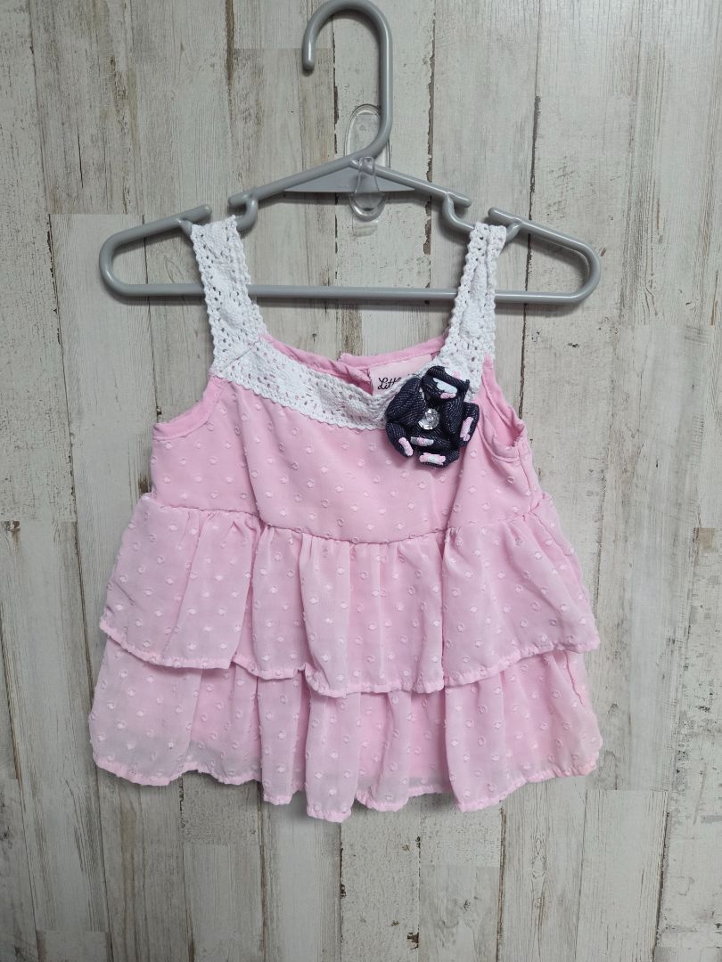 pink little lass tier tank top, girl 3t