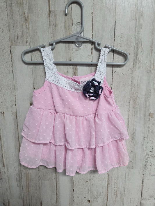 pink little lass tier tank top, girl 3t