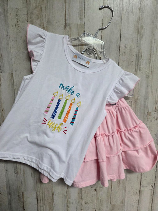 white/pink abby & evie birthday 2pc set, girl 5