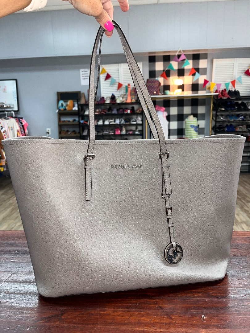 GREY MICHAEL KORS LARGE  LEATHER TOTE PURSE