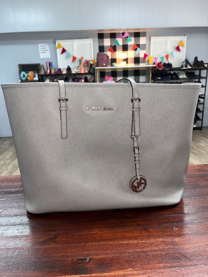 GREY MICHAEL KORS LARGE  LEATHER TOTE PURSE