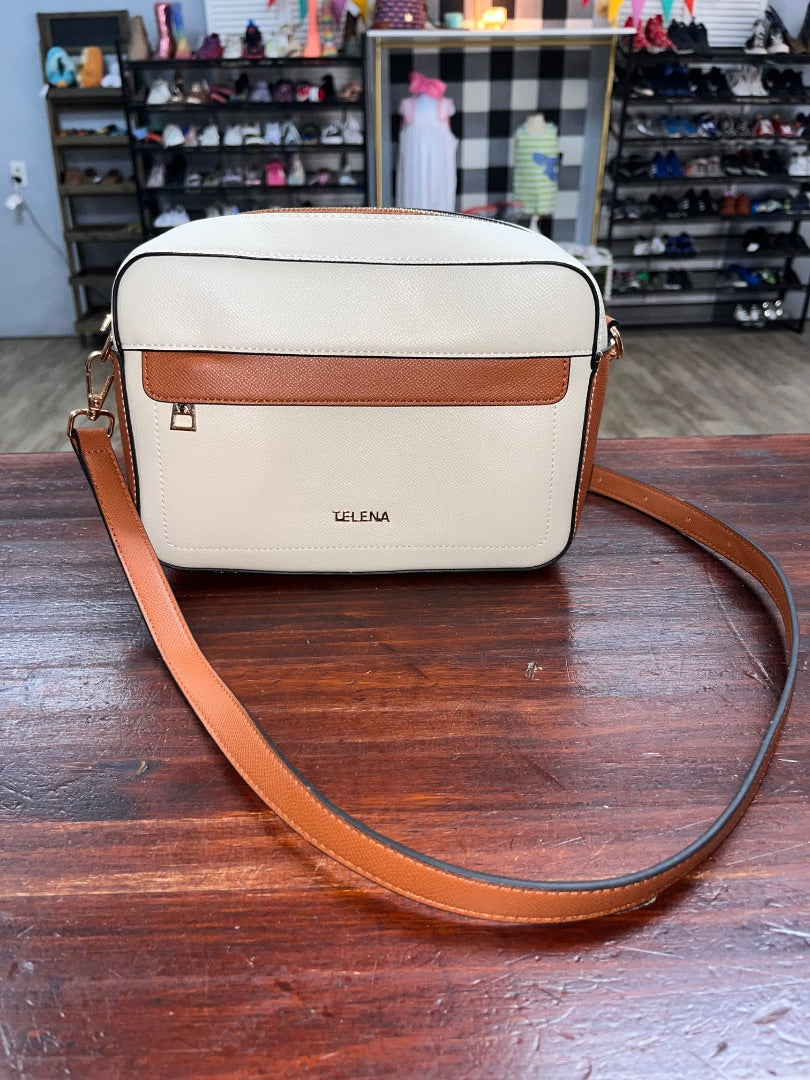 IVORY/BROWN TELENA TWO TONED CROSSBODY BAG