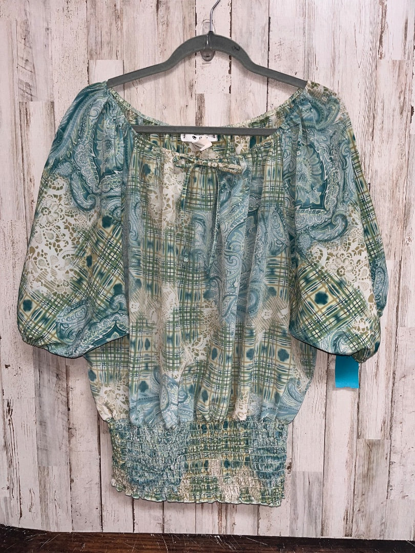 GREEN KRISTEN NICOLE PAISLEY SMOCK WAIST TOP, LADIES 2X