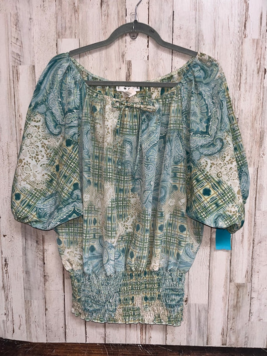 GREEN KRISTEN NICOLE PAISLEY SMOCK WAIST TOP, LADIES 2X