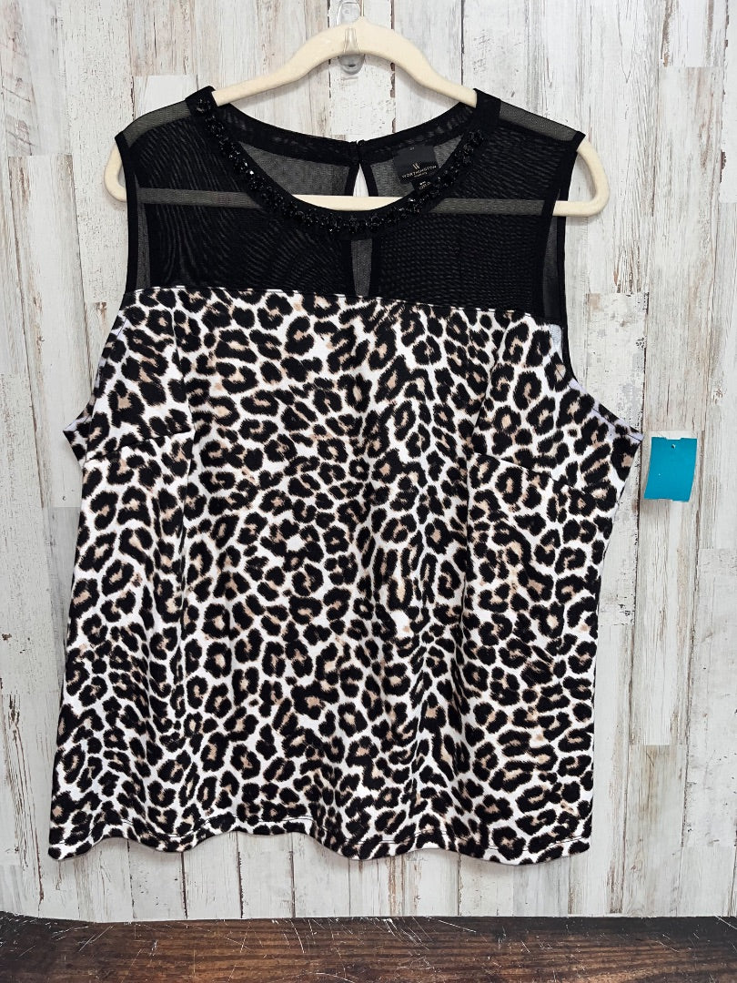 BLACK WORTHINGTON LEAPORD BEADED NECK TANK, LADIES 2X