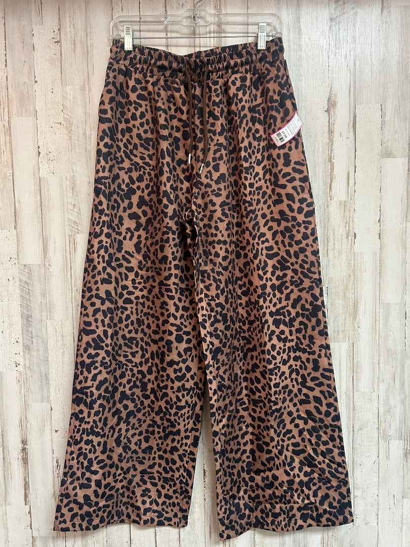 BROWN SHEIN WIDE LEG PULL ON CHEETAH PANTS, LADIES L