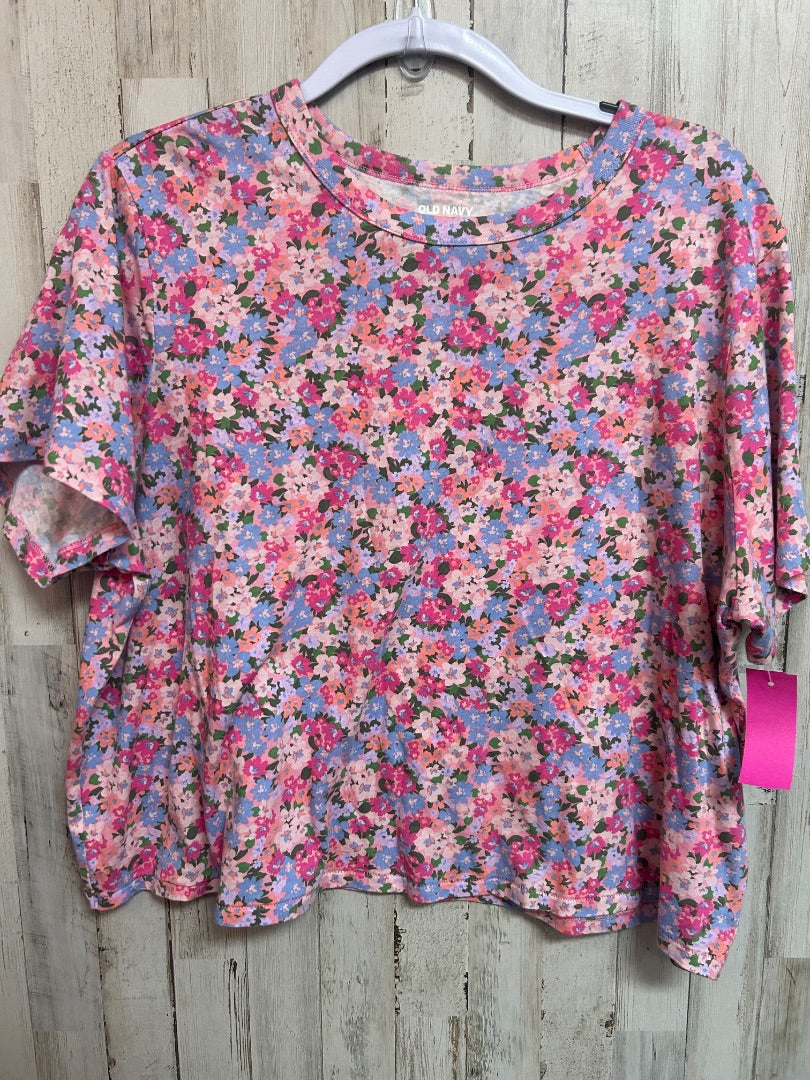 PINK OLD NAVY FLORAL COTTON TEE, LADIES XL