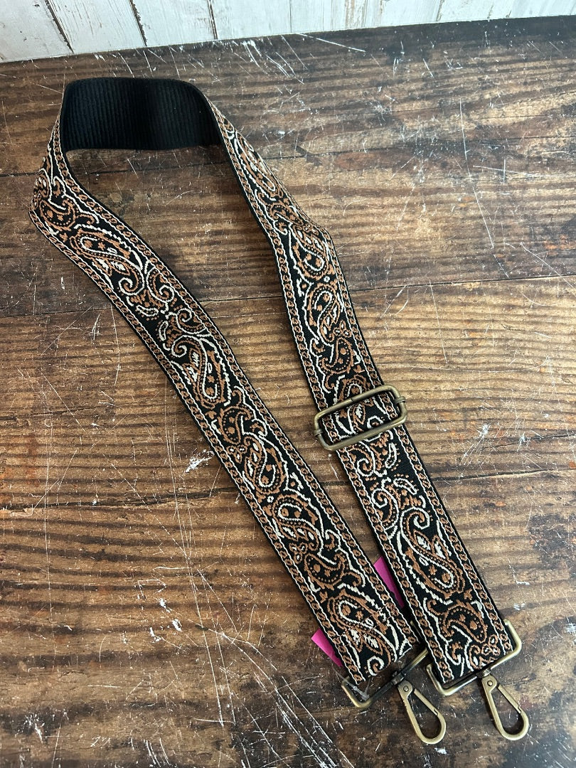 BROWN/BLACK  PAISLEY PURSE STRAP