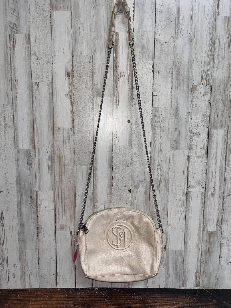 TAUPE STEVE MADDEN LOGO LEAHTER CROSSBODY