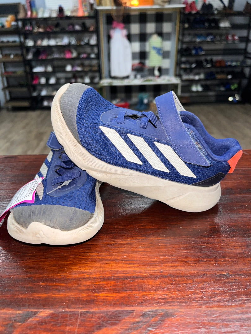 BLUE ADIDAS VELCRO LOGO SNEAKERS, SHOES 8.5