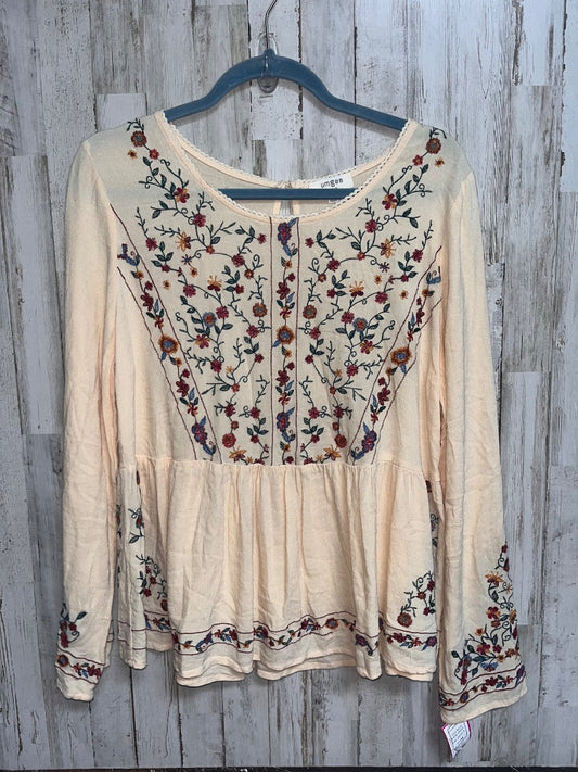 BEIGE UMGEE SHEER EMBROIDERED TOP, LADIES M