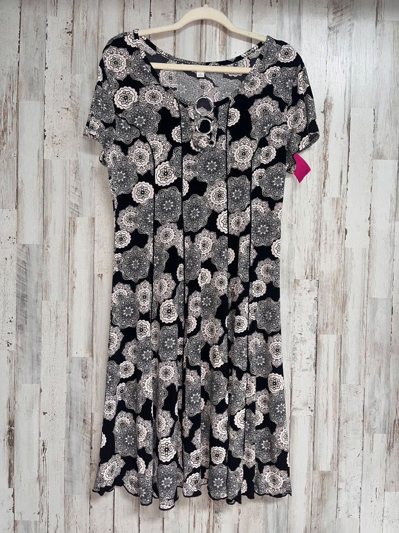 BLACK CATO PRINTED DRESS, LADIES L
