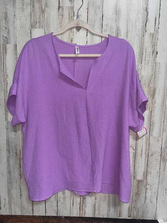 PURPLE ZENANA TEXTURED TOP, LADIES L