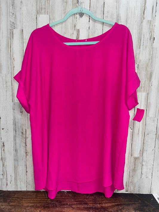 HOT PINK  CUFF SLEEVE TOP, LADIES XL