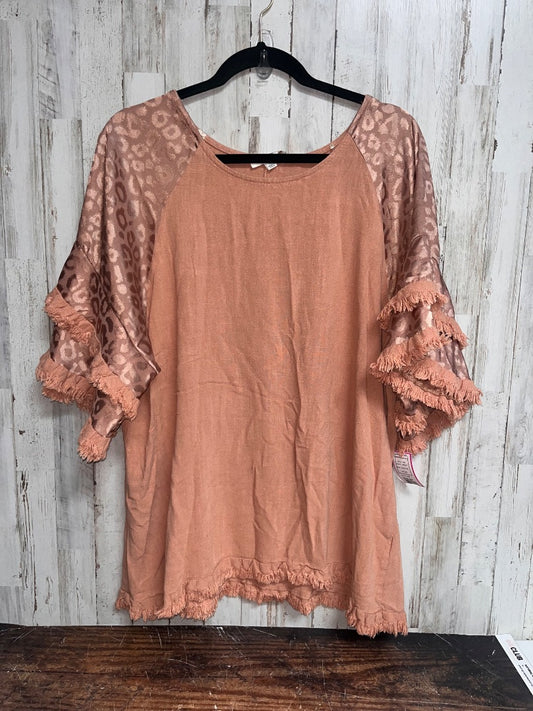 TAN UMGEE CHEETAH FRINGE TOP, LADIES XL