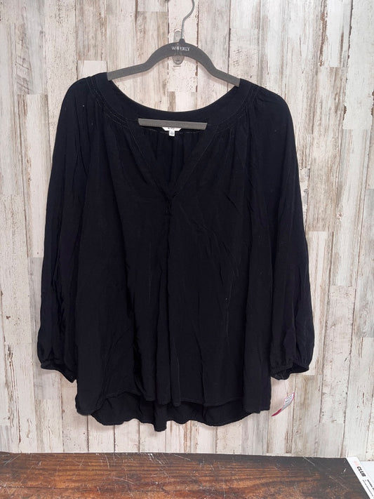 BLACK CROWN & IVY VNECK TOP, LADIES XL