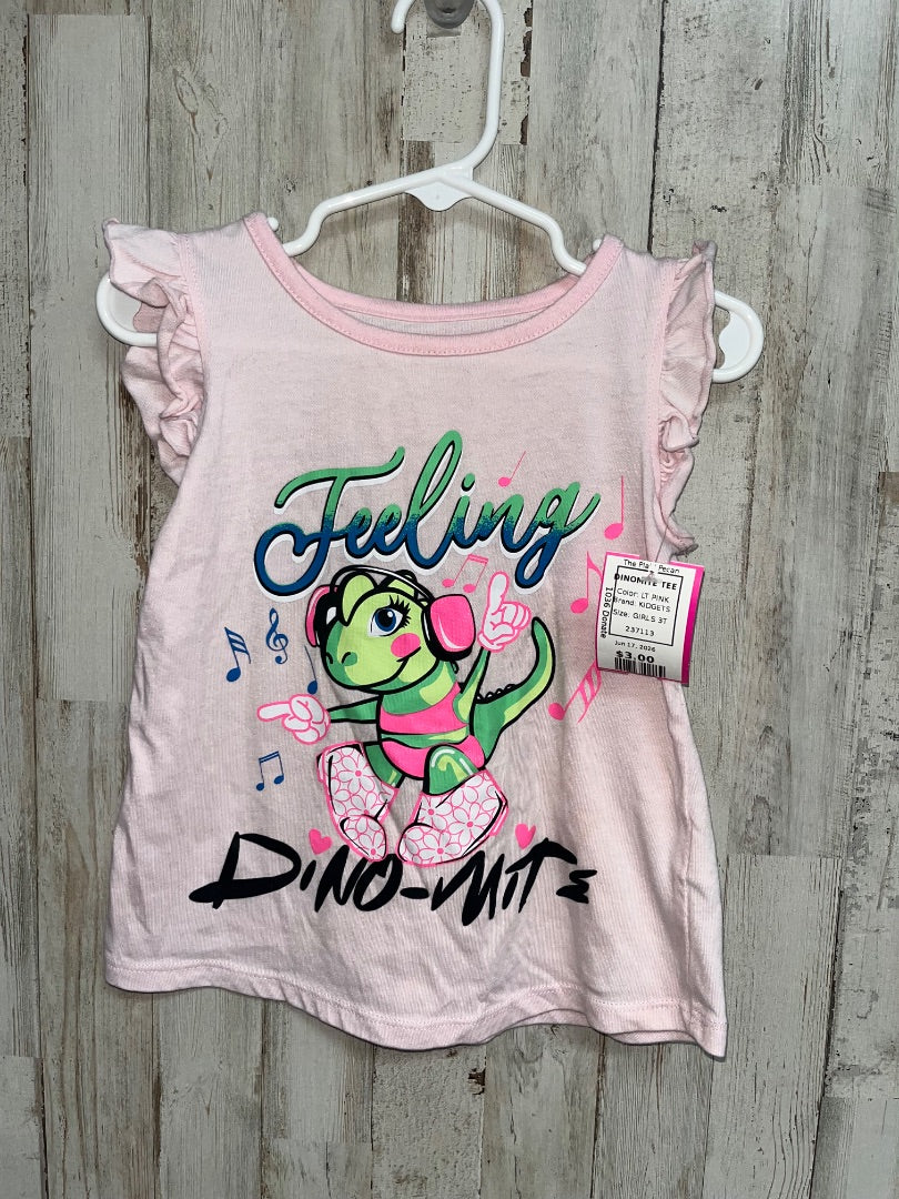 LT PINK KIDGETS DINOMITE TEE, GIRLS 3T