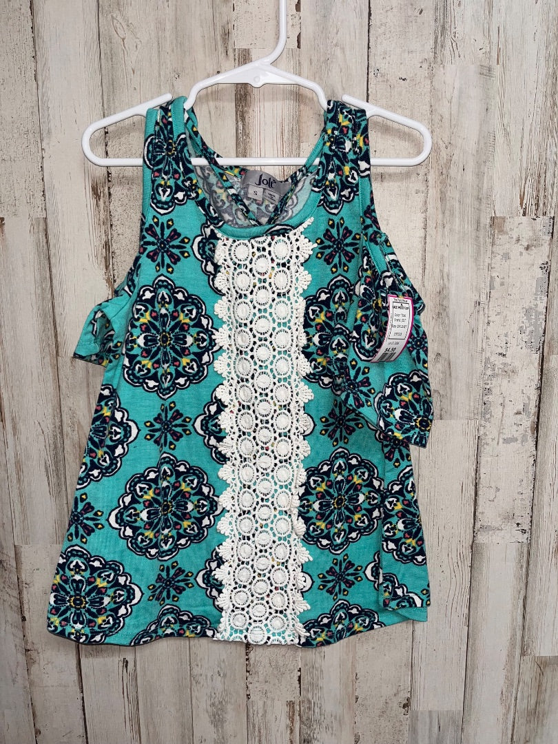 TEAL JOLT LACE PRINT TOP, GIRLS 6/7