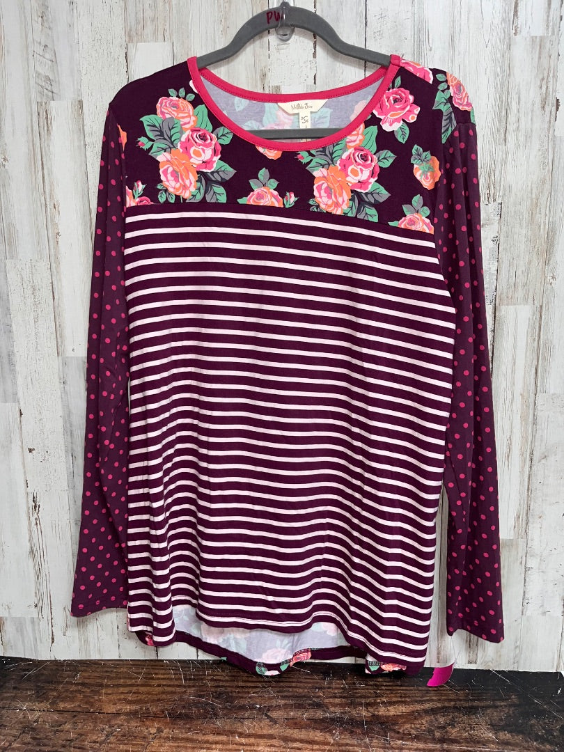 MAROON MATILDA JANE STRIPE FLORAL SOFT TOP, LADIES L