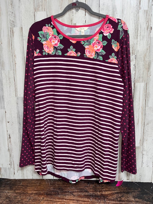 MAROON MATILDA JANE STRIPE FLORAL SOFT TOP, LADIES L