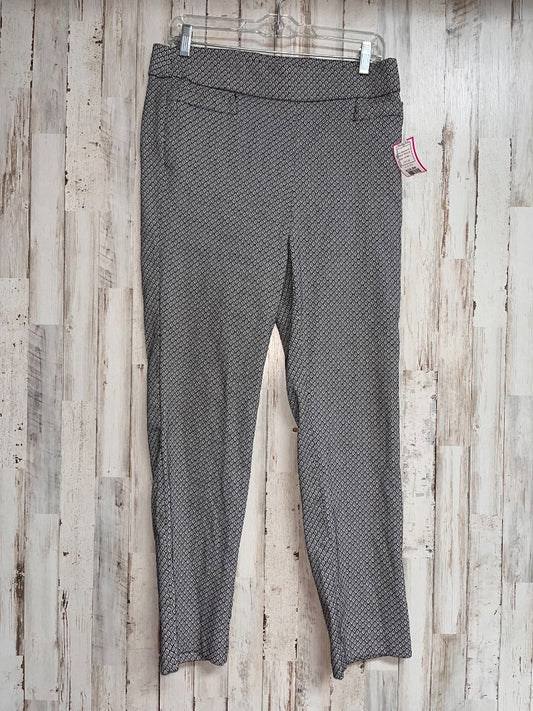 BLACK/WHITE BRIGGS PRINTED PULL ON SLACKS SZ 10P, LADIES L