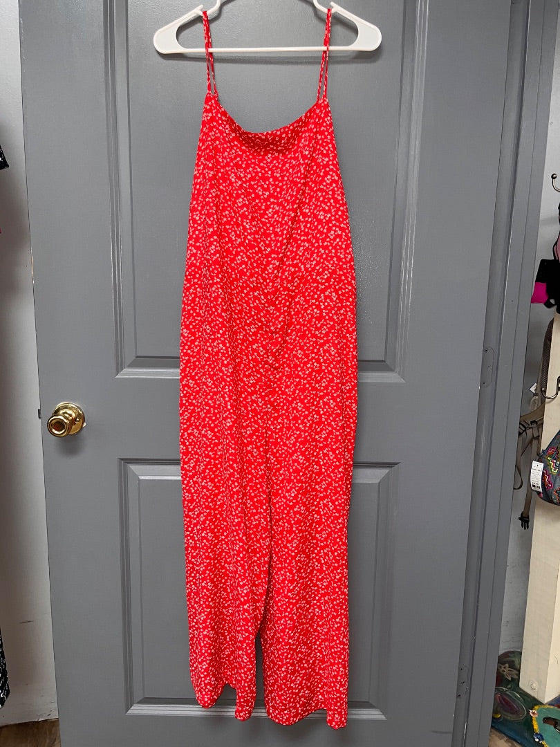 RED WILD FABLE FLORAL ROMPER, LADIES 2X