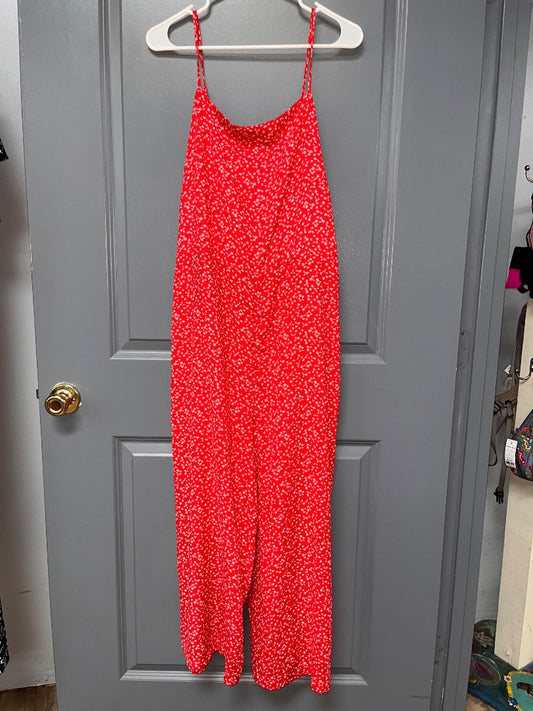 RED WILD FABLE FLORAL ROMPER, LADIES 2X