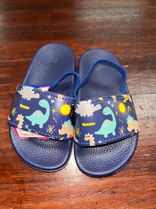 NAVY  DINO SLIDE SANDALS, SHOES 7/8