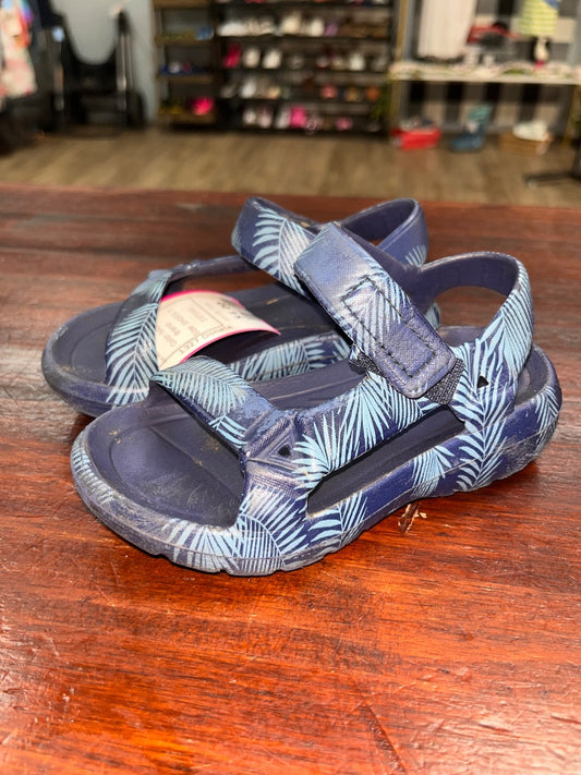 NAVY  LEAF PRINT RUBBER SANDALS, SHOES 7