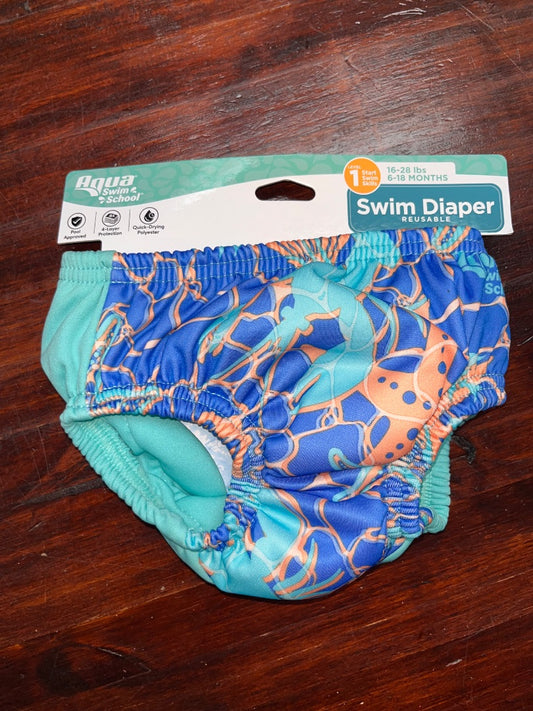 BLUE AQUA NEW SWIM DIAPER COVER, BOY 6-18M