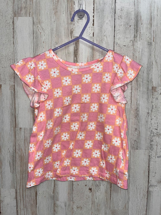 PINK/ORANGE GAP FLOWER CHECKERED TEE, GIRL 3T