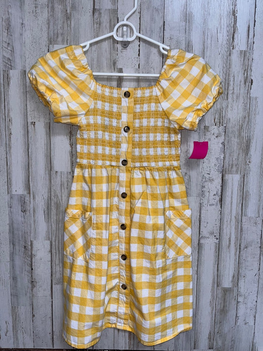 YELLOW WONDER NATION GINGHAM SMOCK BUTTON DRESS, GIRL 7/8