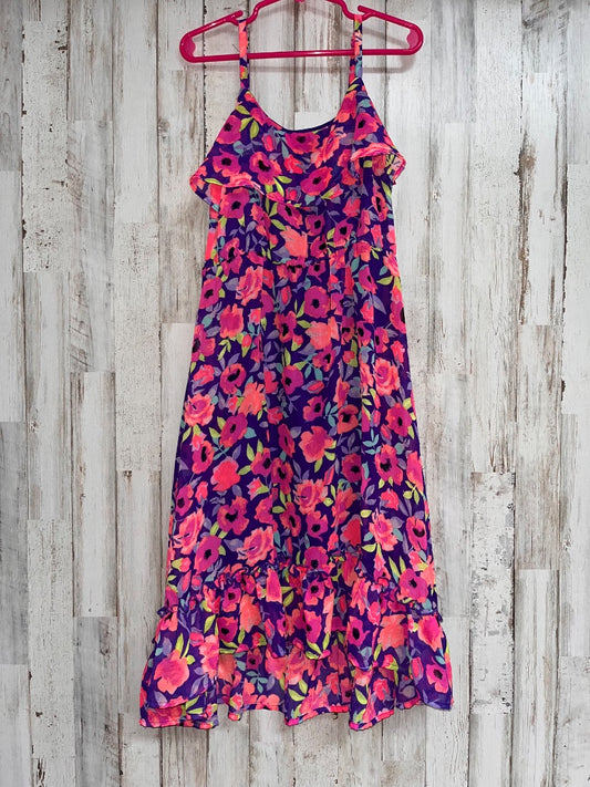 PURPLE/PINK CHILDRENS PLACE FLORAL RUFFLE SUN DRESS, GIRL 7/8
