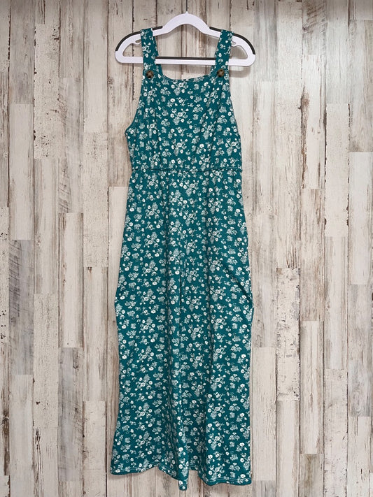TEAL  FLORAL OVERALL ROMPER, GIRL 8