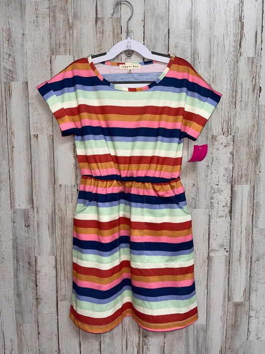 MULTI COPPER KEY STRIPE POCKET DRESS, GIRL 8