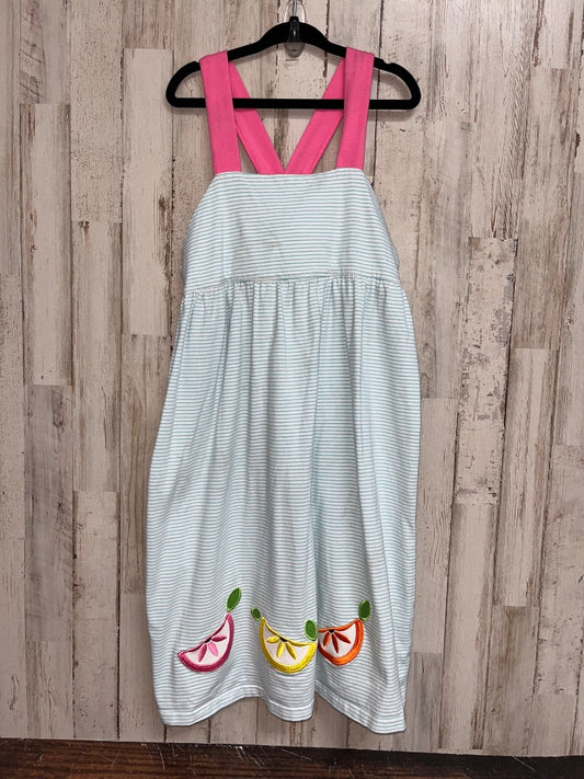 BLUE/WHITE CLASSIC WHIMSY FRUIT APPLIQUE STRIPE DRESS, GIRL 8