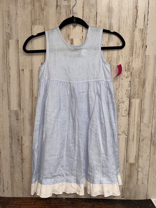 BLUE TARA CLASSICS LACE TRIM LINEN DRESS, GIRL 8