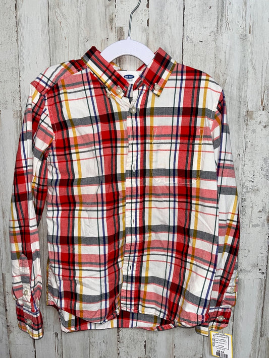 BEIGE OLD NAVY PLAID BUTTON UP, BOYS 5T