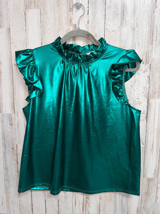 EMERALD JODIFL SHINY RUFFLE TRIM BLOUSE, LADIES S
