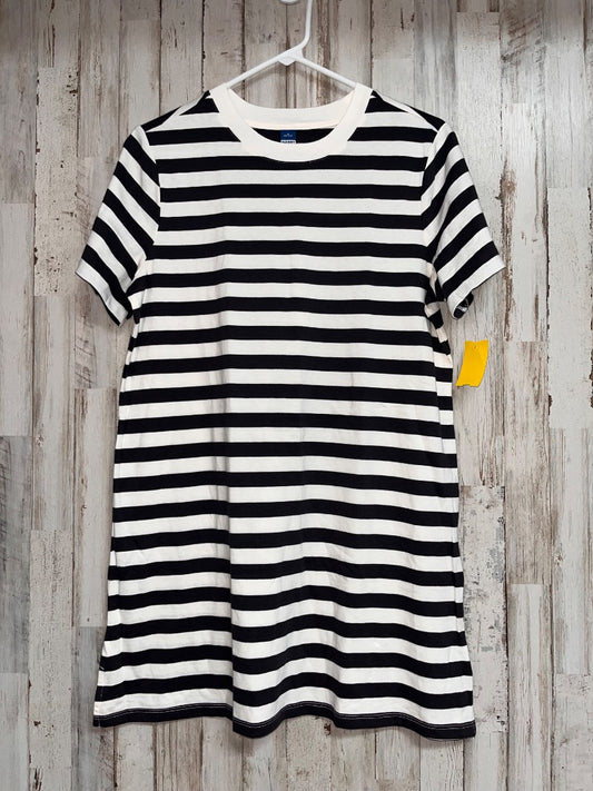 WHITE/CHARCOAL OLD NAVY STRIPE COTTON TSHIRT DRESS, LADIES S PETITE