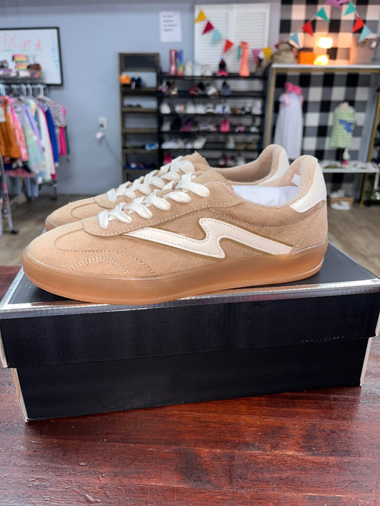 TAN MADDEN GIRL NEW CANVAS SNEAKERS, SHOES A6.5