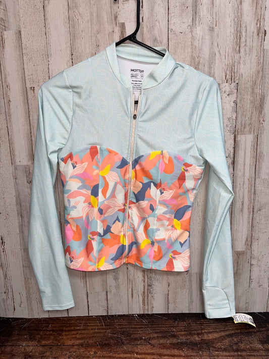 TEAL MOTT50 PRINTED SWIM TOP, LADIES M