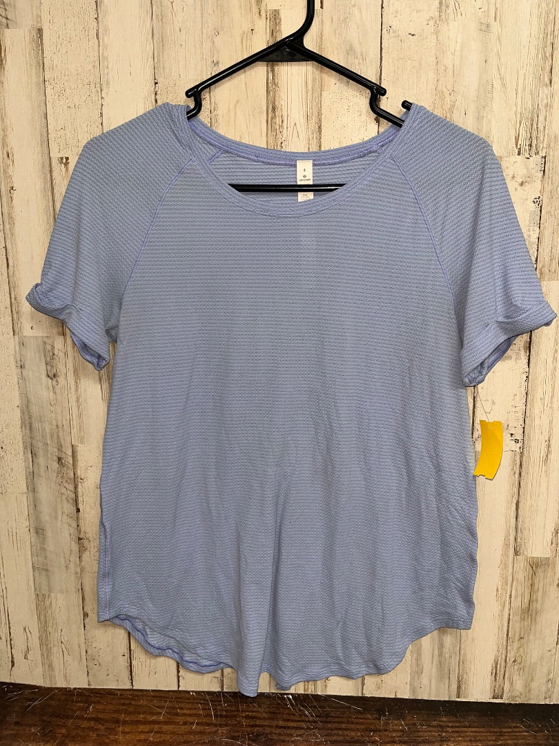 BLUE LULULEMON SX 4 OPEN BACK TEE, LADIES S