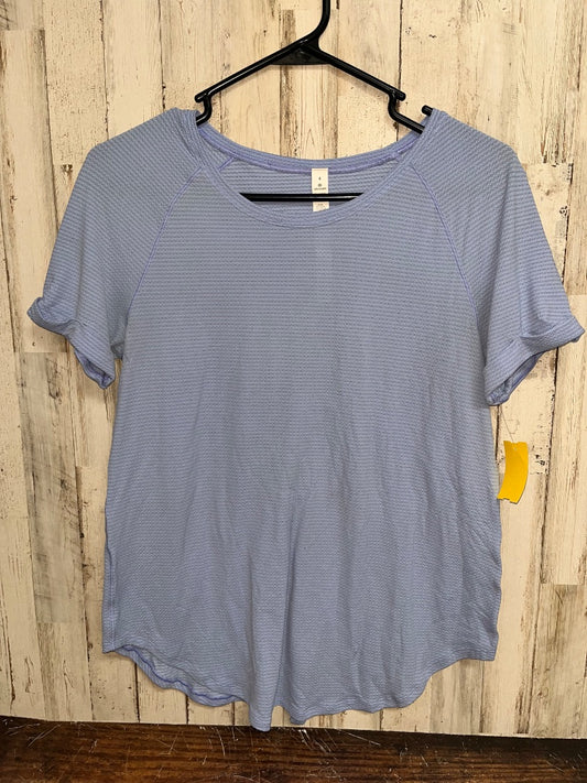 BLUE LULULEMON SX 4 OPEN BACK TEE, LADIES S